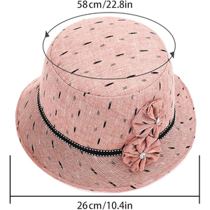 Chapeau Bob Rose en Polyester/Coton avec Décoration Florale Respirant pour Femme Printemps Été Décontracté Voyage 56-58CM - Product Image 5