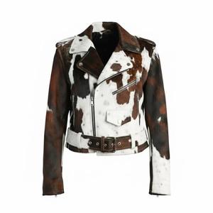 Veste d'hiver en cuir véritable pour homme, en cuir de vache de qualité supérieure, avec poils de vache - Product Image 4