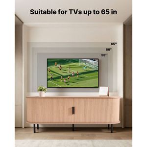 Boho Style <b>TV</b> Stand Entertainment Center Adjustable Storage <b>Shelves</b> Rolling Door Media Console Table <b>for</b> <b>TVs</b> 58 Inches 350 Lbs - Product Image 2