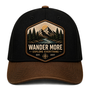 Wander More Embroidered Baseball <b>Cap</b> Black Brown Adjustable Unisex Outdoor Casual Hat Four Seasons Use - Product Image 1