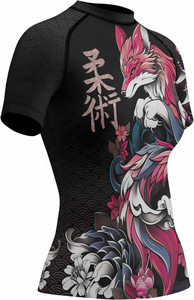 Camiseta Deportiva de Manga Larga para Mujer, Diseño de Tatuaje de Zorro Negro, Sublimación, Secado Rápido, Transpirable, Ecológica, 220g, Poliéster/Nailon - Product Image 5