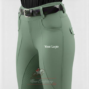 Leggings de equitación transpirables al por mayor con silicona en todo el asiento para mujer, suministro de fábrica ecuestre - Product Image 1