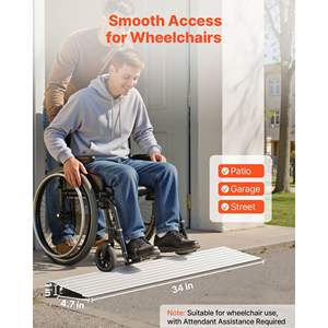 Rampe de seuil de porte en alliage d'aluminium de 1 pouce de hauteur, capacité de charge de 800 lb, pour fauteuils roulants, fauteuils électriques, déambulateurs, rampe pour personnes handicapées - Product Image 2