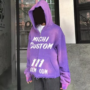 เสื้อฮู้ดดี้สีดำปักลายคริสตัลแบบยูนิเซ็กซ์ทรงโอเวอร์ไซส์ผ้าฝ้ายแบบครอปป์  งานปักแบบดิสเทรส  ผู้ผลิตเสื้อฮู้ดดี้แบบซันเฟด - Product Image 4