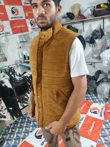 Professional <b>Men's</b> Beige Canvas Casual <b>Vests</b> Collarless Pullover Plus Size Summer Outer Wear 100% <b>Leather</b> Solid Color Front - Product Image 6