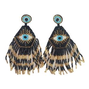 Venta caliente exclusiva en ropa de fiesta de noche 11 cm de largo hecho a mano con cuentas ojo flecos borlas pendientes de proveedor superior - Product Image 1