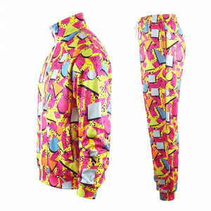 Conjunto Deportivo Unisex Y2K con Estampado Geométrico, Chaqueta con Cierre Completo, Transpirable, de Poliéster, Ropa Urbana de Primavera, Corte Regular para Adultos - Product Image 3