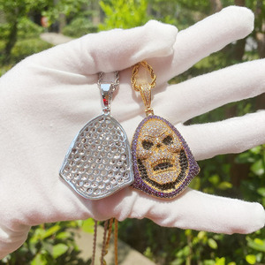 จี้หน้าฮิปฮอปแบบกำหนดเองสำหรับผู้ชาย จี้เพชรโมอิสซาไนต์ VVS ระยิบระยับ เครื่องประดับ 3 มิติ จี้เงินแท้ S925 - Product Image 3