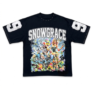 T-shirt à manches courtes surdimensionné pour homme Snowgrace en jersey uni, style streetwear, col rond, coton/fibre de bambou - Product Image 1