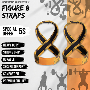 Heavy Duty <b>Weight</b> Training Support Figure 8 Straps Unisex Weightlifting Straps Strong Grips <b>Trainer</b> Heavy Duty Figure 8 Strap - Product Image 1