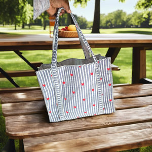 Large Ladies Cotton Quilted <b>Lightweight</b> Solid Color Tote <b>Bag</b> Spacious Design Shopping Overnight <b>Beach</b> Travel Gift <b>Bags</b> - Product Image 3