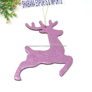 Artículos decorativos de Navidad Color Rosa brillo Reno forma árbol colgantes decoración adornos decoraciones de Navidad interior - Product Image 1