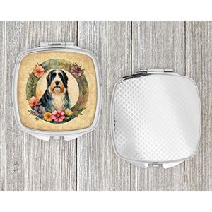 Bearded Collie Flowers Compact Travel <b>Makeup</b> <b>Mirror</b> Folding Handheld Design Gift <b>for</b> Women and Girls - Product Image 4