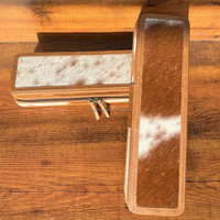Nouvel arrivage de fer à friser en cuir de vachette véritable fait à la main résistant à la chaleur élégant femmes parfait organisateur de voyage pour outils de cheveux