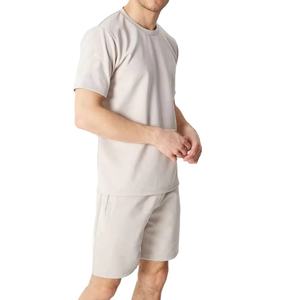 Ensemble short unisexe décontracté coupe ajustée personnalisé Ensemble short 2 pièces en tricot à imprimé floral et épaules tombantes pour l'été - Product Image 2