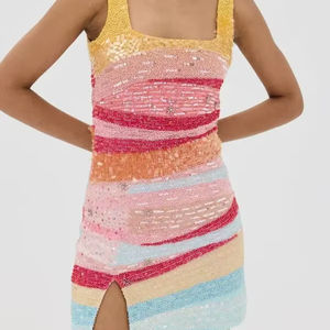 Minivestido elegante hasta el suelo para fiesta, con sujetador incorporado, adornos de bordado, lentejuelas, cuentas y perlas, silueta recta. - Product Image 1