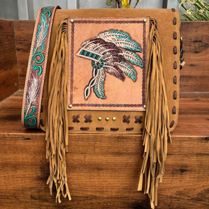 2025 Hot Sale High Quality Hand Tooled Suede Leather Concealed Carry Fringe <b>Crossbody</b> <b>Bag</b> for Women Large Capacity <b>Messenger</b> <b>Bag</b> - Product Image 3