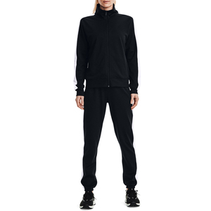 <b>Women</b> Autumn Sporty Tracksuit Set Black Full Sleeve Stand Collar Zipper <b>Fly</b> Side Pockets Regular Fit Solid Design Breathable - Product Image 6