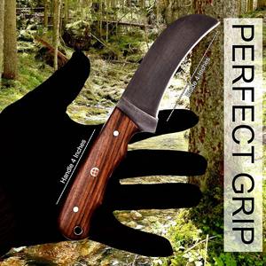 Cuchillo de Caza Artesanal de Acero de Damasco, Espiga Completa, Dureza 56HRC, Hoja Afilada como una Navaja, Punta de Gota de Madera, para Supervivencia al Aire Libre y Cazadores - Product Image 3