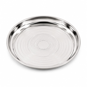 Plato redondo de acero inoxidable pulido, duradero, de metal plateado, al mejor precio. - Product Image 6
