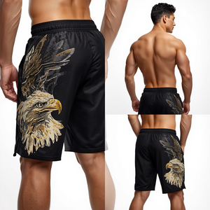 Pantalones Cortos con Estampado Gráfico de Águila Vintage a Precio de Mayoreo, Ropa Deportiva Informal para Hombre - Product Image 4