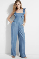 Nouvelle combinaison courte en jean formelle pour femme avec détails boutonnés, écologique, lavée, coupe-vent, séchage rapide, Spandex/Coton, Collection 2018