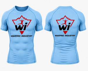 Warpro Industry Men's Short Sleeve Rash Guard <b>Compression</b> <b>Shirt</b> Quick Dry Printed Sport Top Blue - Product Image 5