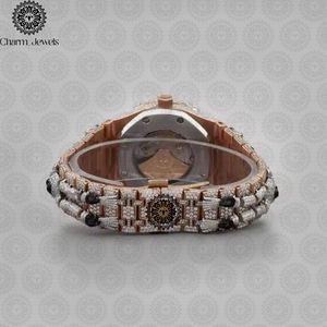 Montre de luxe Charm Jewels en acier inoxydable, boîtier de 40 mm, incrustée de diamants, mouvement mécanique analogique, étanche 10 bars, automatique - Product Image 4
