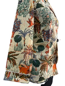 เสื้อเชิ้ตแขนยาวผ้าฝ้ายสีเบจสำหรับผู้หญิงเสื้อดาวน์มีกระดุมลายป่าตกแต่งลูกไม้ลายดอกไม้เสื้อเซ็กซี่ทรงหลวมสำหรับทุกฤดูกาล - Product Image 5