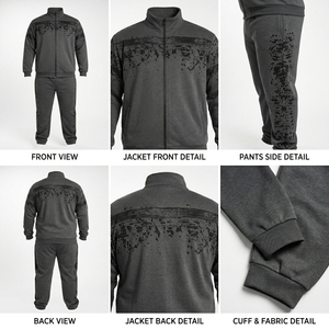 Ensemble de survêtement pour homme avec veste à poches latérales imprimées et pantalon de survêtement en molleton français de haute qualité, taille plus, ensemble de survêtement sport pour homme, veste 2 pièces - Product Image 5