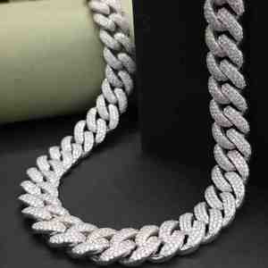 Cadena cubana de moissanita con incrustaciones de diamantes, estilo moderno, para joyería hip hop, en plata de ley 925, cadena cubana de 16 mm - Product Image 5