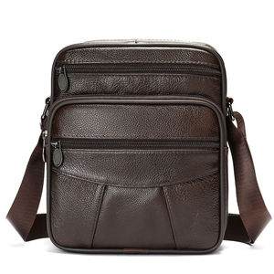 Sac messager en cuir véritable pour homme, imperméable, vintage, multi-poches, sac à bandoulière pour les voyages et les affaires - Product Image 4