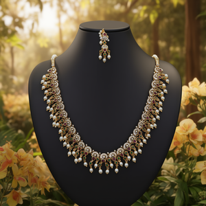 JeweleMarket Designer Austrian Stone and Pota Stone <b>Pearl</b> Necklace <b>Set</b> Fine <b>Jewelry</b> 10575664PGR - Product Image 3