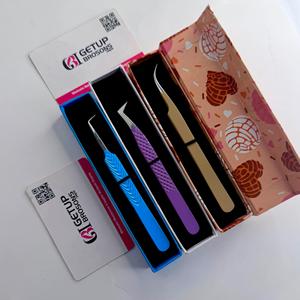 Pinces à cils texturées de haute qualité avec grip diamanté, couleur personnalisée, courbées en L à 90 degrés, boîtes magnétiques imprimées - Product Image 2