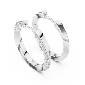 Pendientes de Aro de Oro Blanco con Diamantes Cultivados en Laboratorio, Corte Redondo, Chapados en Rodio, Joyería de Lujo para Regalo - Product Image 4