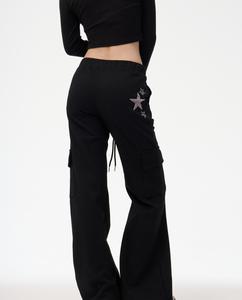 Pantalones Cargo de Pierna Ancha para Mujer, Estampado Gótico de Cruz, Cintura con Cordón, Estilo Urbano, Ajuste Holgado, Pantalones Utilitarios, Prendas Inferiores de Moda Casual - Product Image 3