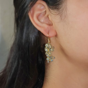 Boucles d'oreilles pendantes tendance en argent sterling plaqué or 14 carats avec grappe de labradorite naturelle pour femme, idéales pour mariage et anniversaire - Product Image 4