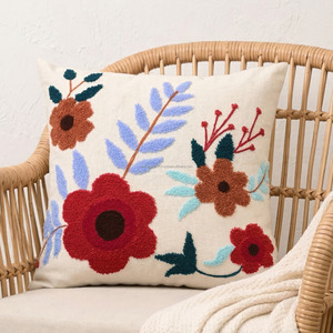 Minimal Floral Tufted <b>Sofa</b> Pillowshams Cotton Soft Handmade Durable Lightweight Tufted Pillow Cover on <b>Cheap</b> Price - Product Image 4
