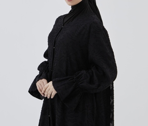 Nueva Abaya Tradicional Islámica Negra para Mujer, Estilo Saudí, de Poliéster Transpirable, Largo hasta el Tobillo, para Primavera - Product Image 3