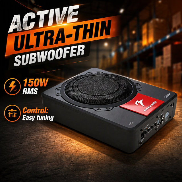 8 Inch Car Active Subwoofer 150W RMS Mono Amplifier Under Seat Bass Tube Audio Subwoofer for Car Stereo