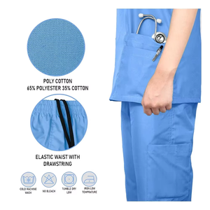 Nursing Uniform Sets Women's Fashion Lace-up Waist Short-sleeved Elastic Overalls <b>Scrubs</b> Nurse Uniforms for Hospital Top & Pants - Product Image 5