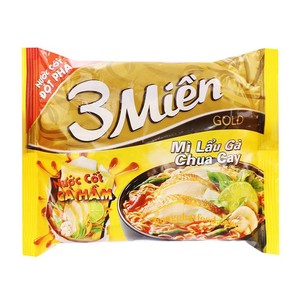 Fideos Instantáneos Fritos con Carne de Res y Hierbas, Marca Vietnam, 3 Mien Gold, 65g/paquete, Precio Económico al por Mayor - Product Image 3