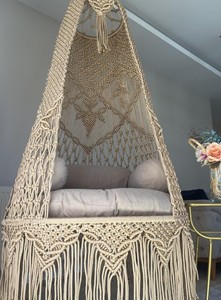 Chaise hamac bohème, chaise suspendue en macramé, chaise suspendue pour l'intérieur et l'extérieur, décoration bohème faite à la main, cadeau de Noël - Product Image 3