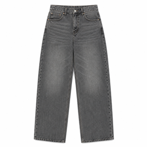 Vintage Eco-Friendly Mid Waist Rush Denim Jeans Men Loose Fit Washed Cotton Streetwear Wide Leg Casual Pants OEM ODM Wholesale - Product Image 1