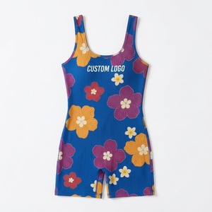 Combinaison courte sans manches côtelée sans couture à col rond, imprimé tendance, avec logo personnalisé, pour femme, idéale pour le yoga, la gym et les activités sportives - Product Image 2