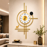 Jam dinding bingkai melingkar minimalis yang ramping menampilkan bentuk abstrak asimetris modern, tersedia dengan harga grosir.