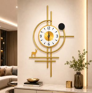 Elegante reloj de pared con marco circular minimalista que muestra formas abstractas asimétricas modernas, disponible a precios de mayorista. - Product Image 2