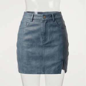 Jupe crayon en jean taille haute pour femme avec poche, style décontracté, à porter toute l'année - Product Image 1