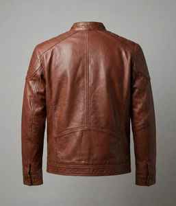 Chaqueta de cuero genuino estilo Cafe Racer para hombre y mujer, con cremallera, para motociclistas, todos los colores, tallas personalizadas, precio al por mayor. - Product Image 2