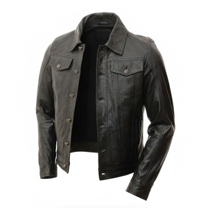 Custom <b>Men's</b> Biker Genuine Leather <b>Jacket</b> Black Motorcycle Leather <b>Jacket</b> Manufacturers High Quality for <b>Men</b> - Product Image 1